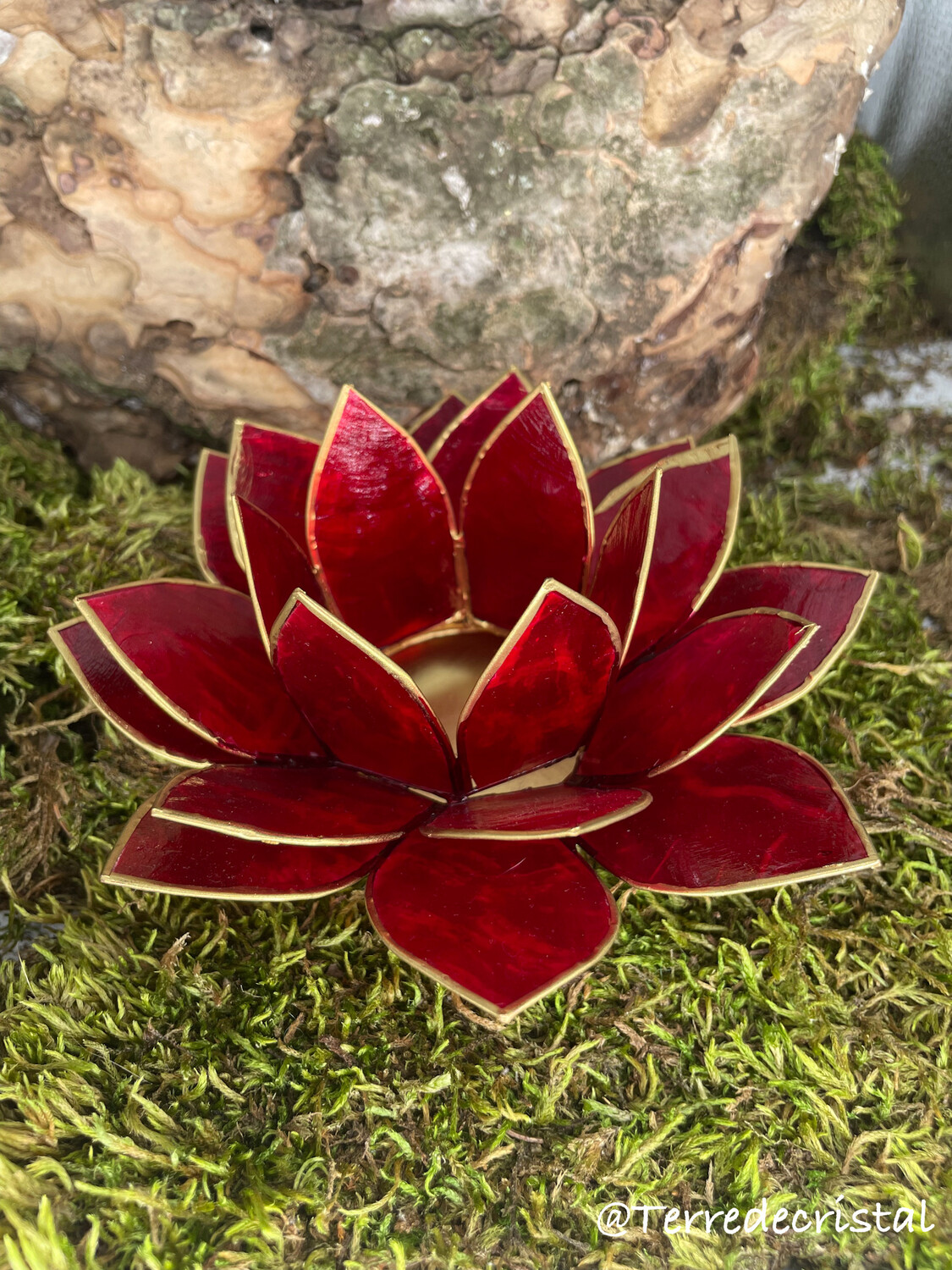 Bougeoir lotus rouge