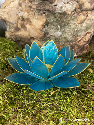 Bougeoir lotus bleu clair
