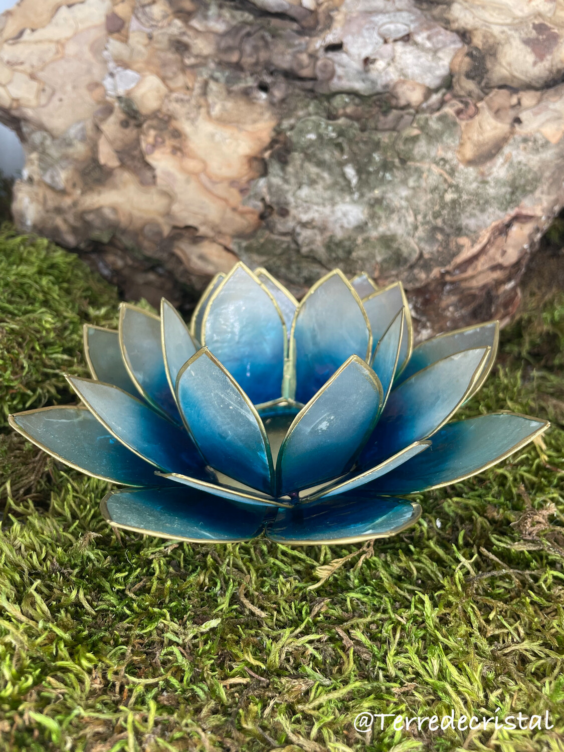 Bougeoir lotus bleu
