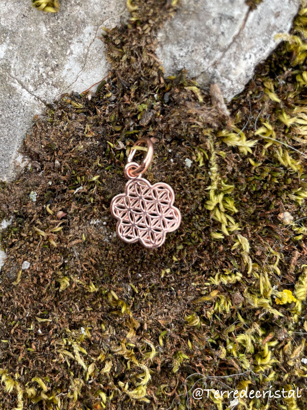 Pendentif/breloque fleur de vie en argent 925 rosé