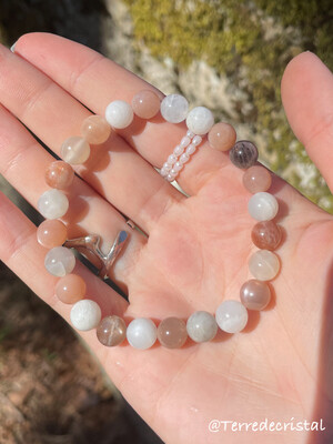 Bracelet en Pierre de lune mixte 8 mm