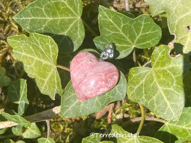 Pendentif coeur en Rhodochrosite