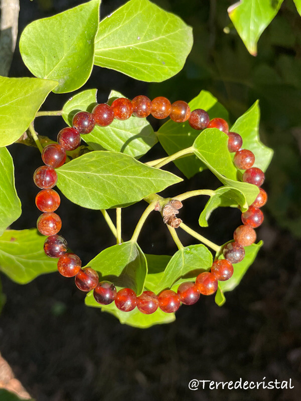 Bracelet en Grenat hessonite 6 mm