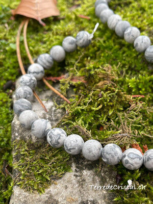 Rang de Jaspe feuille d’argent mat 8 mm