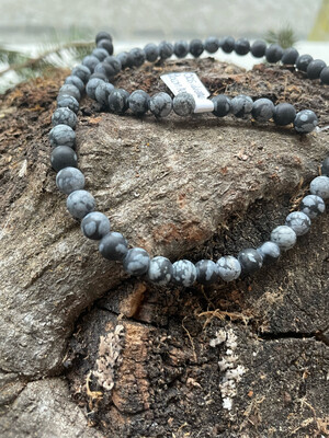 Rang d'Obsidienne flocon de neige mat 6 mm