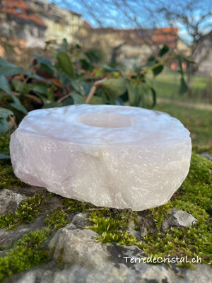 Bougeoir en Quartz rose