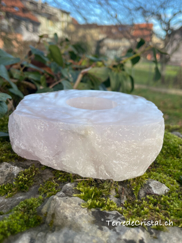 Bougeoir en Quartz rose