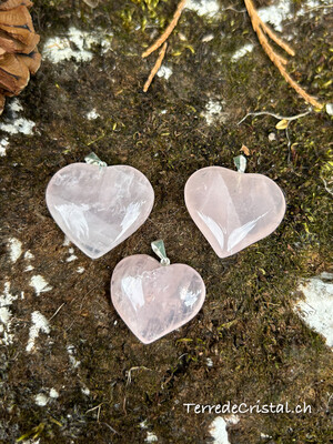 Pendentif coeur en Quartz rose