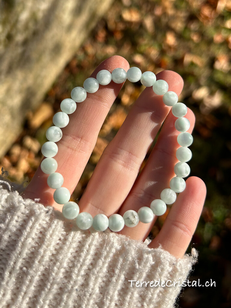 Bracelet en Aragonite bleue 6mm