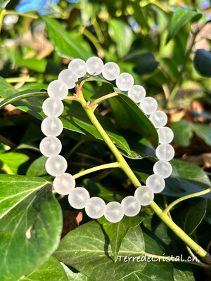 Bracelet en Cristal de roche mat 8mm Bracelet en Cristal de roche mat 8mm