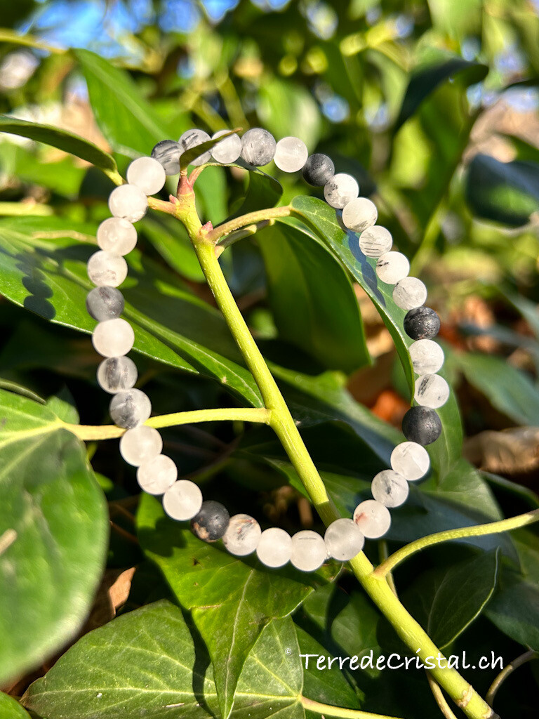 Bracelet Quartz tourmaline mat 6mm
