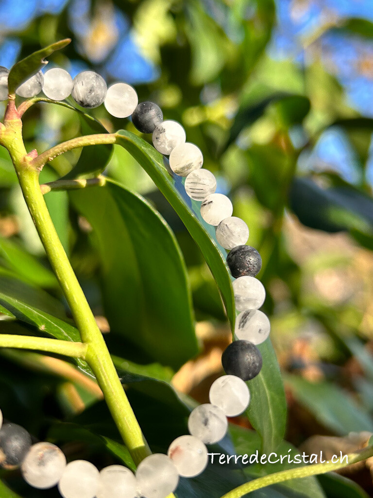 Bracelet Quartz tourmaline mat 6mm