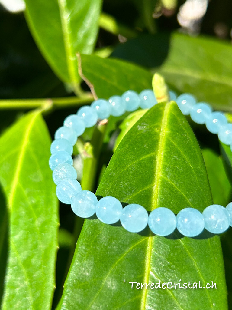 Bracelet en Aigue-marine 6mm