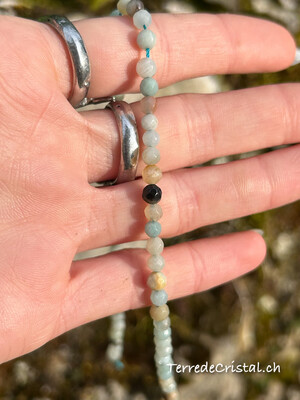 Rang d'Amazonite claire facettée 4 mm