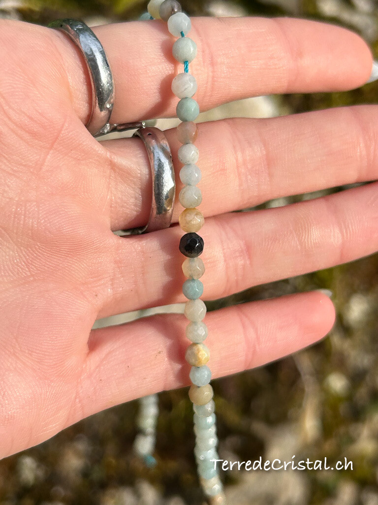 Rang d'Amazonite claire facettée 4 mm