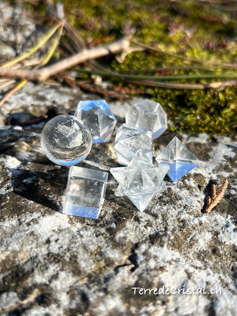 Set de 5 solides de platon - Cristal de roche