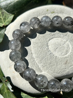 Bracelet Quartz tourmaline 8 mm