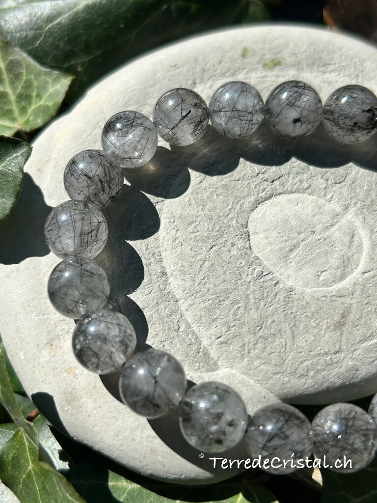 Bracelet Quartz tourmaline 8 mm