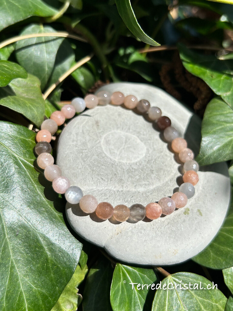 Bracelet en Pierre de lune mixte facettée 6 mm