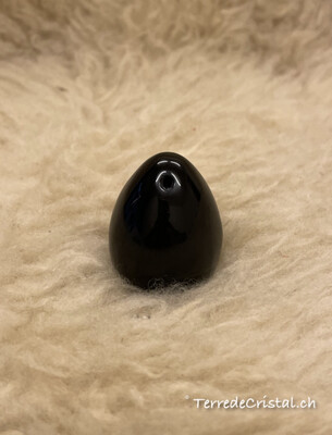 Oeuf de Yoni petit percé en Obsidienne noire