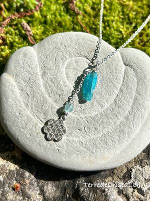 Collier "relâchement du mental" en argent 925 et Apatite bleue