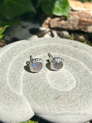 Clous d'oreilles en Labradorite