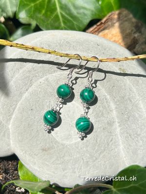 Boucles d'oreilles "Guérison" en Malachite
