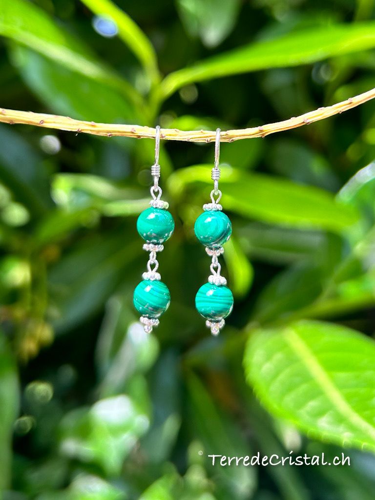 Boucles d'oreilles "Guérison" en Malachite