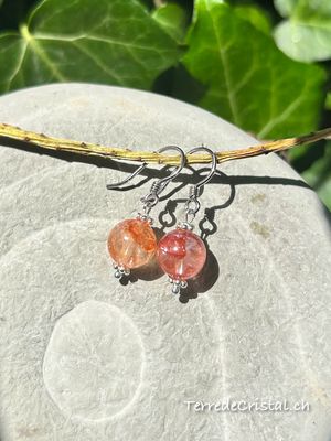 Boucles d'oreilles "Concrétisation " en Quartz hématoide