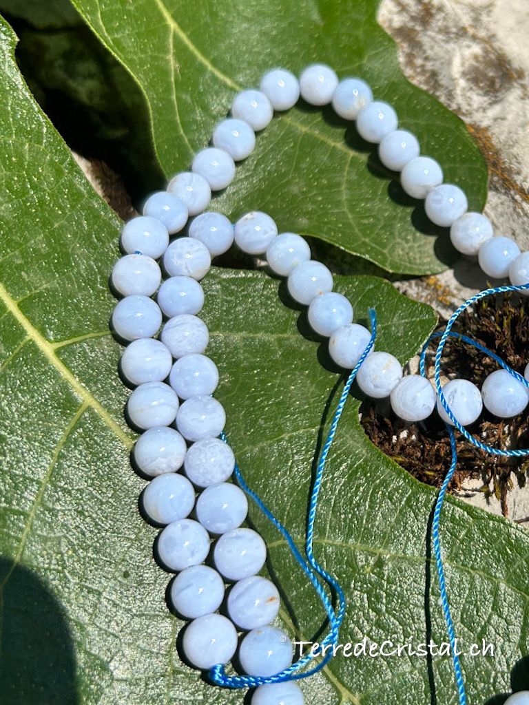 Rang de Calcédoine bleue 6 mm