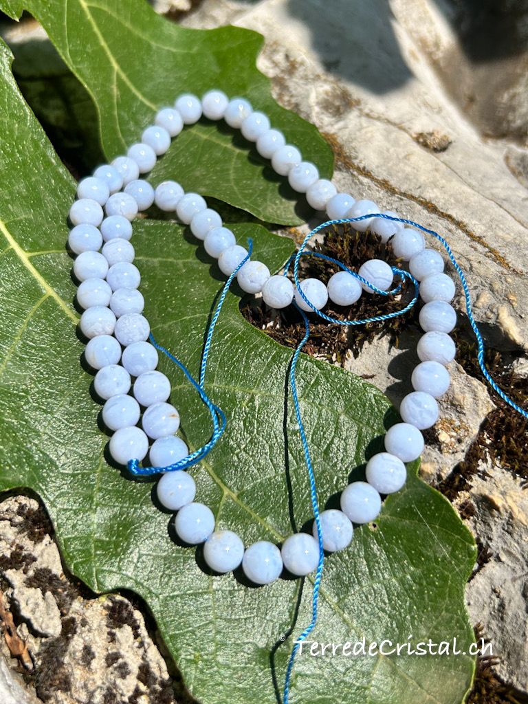Rang de Calcédoine bleue 6 mm