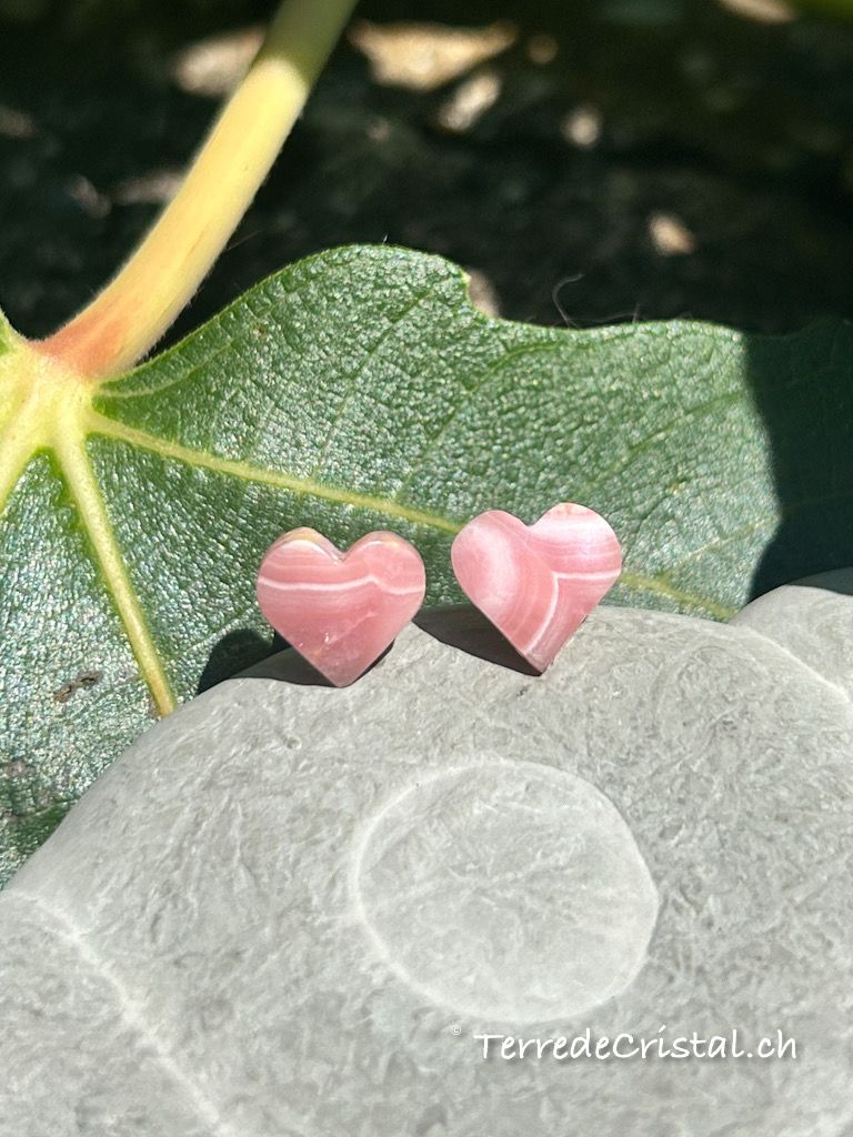 Boucles d’oreilles clous en Rhodochrosite