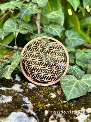 Fleur de vie en bois foncé Ø28cm