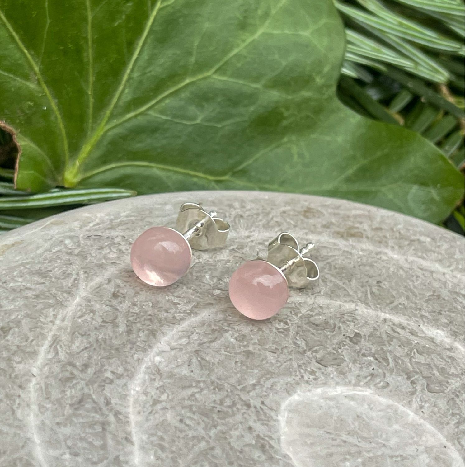Clous d’oreilles en Quartz Rose