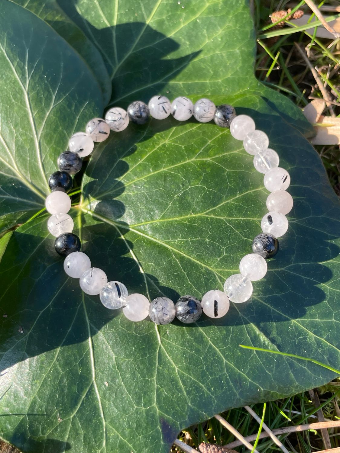 Bracelet Quartz tourmaline 6mm