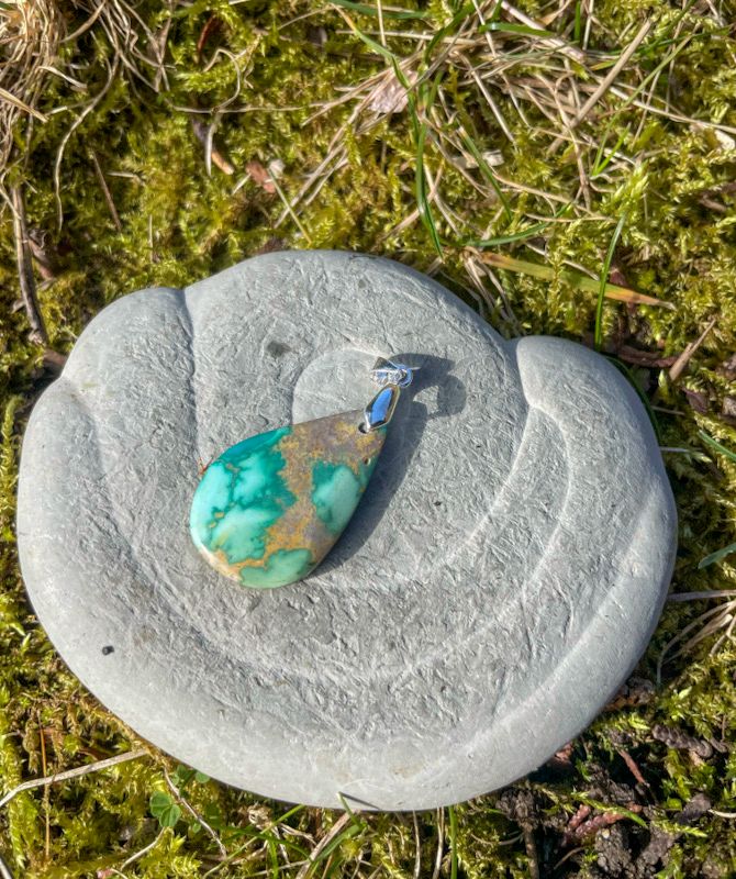 Pendentif en Turquoise White Water
