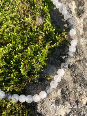 Rang de Quartz tourmaline mat 6 mm