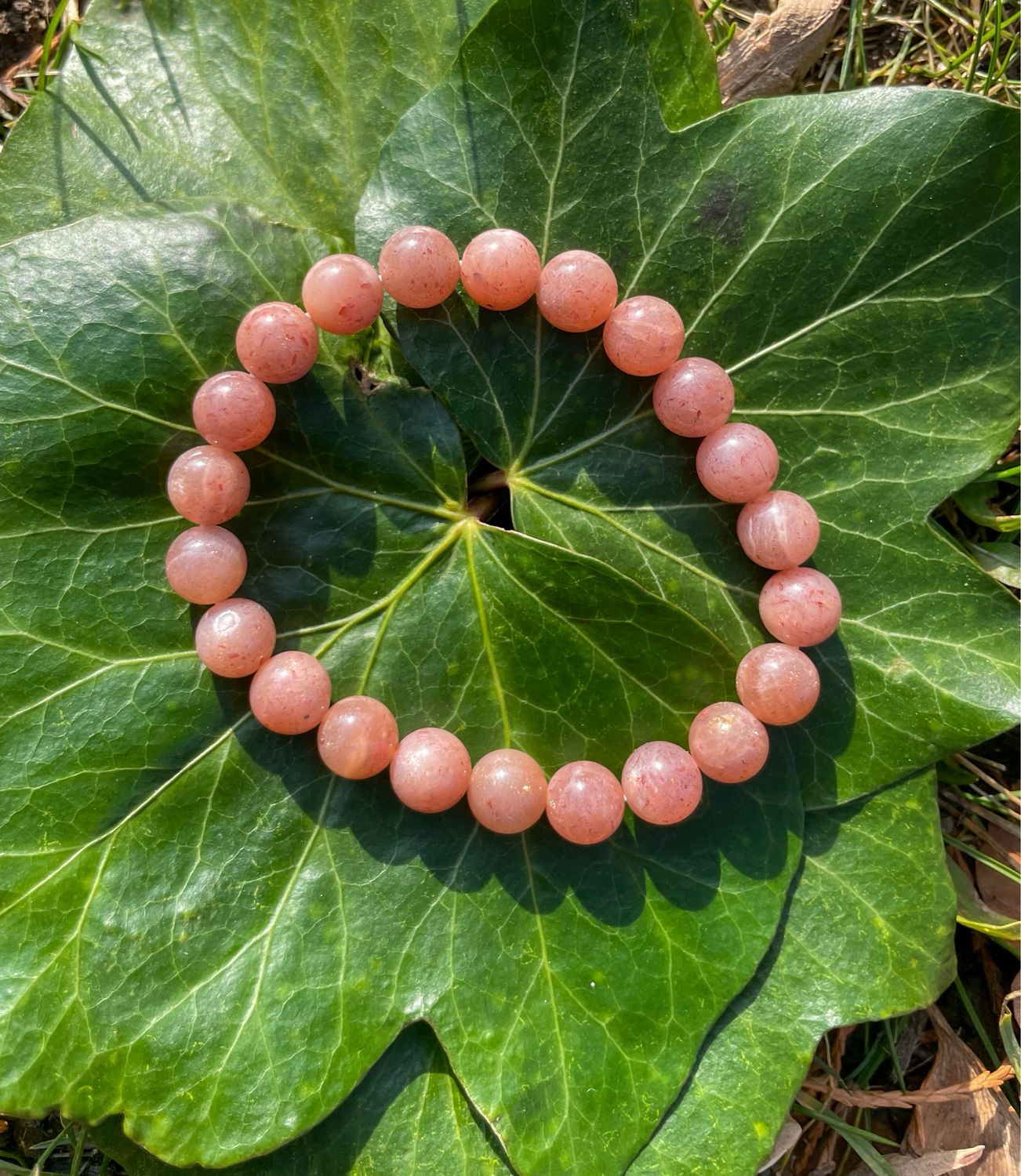 Bracelet en Pierre de lune orangée 8 mm