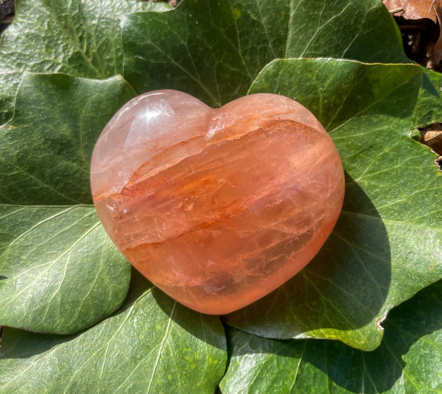 Cœur en Quartz hématoïde rouge
