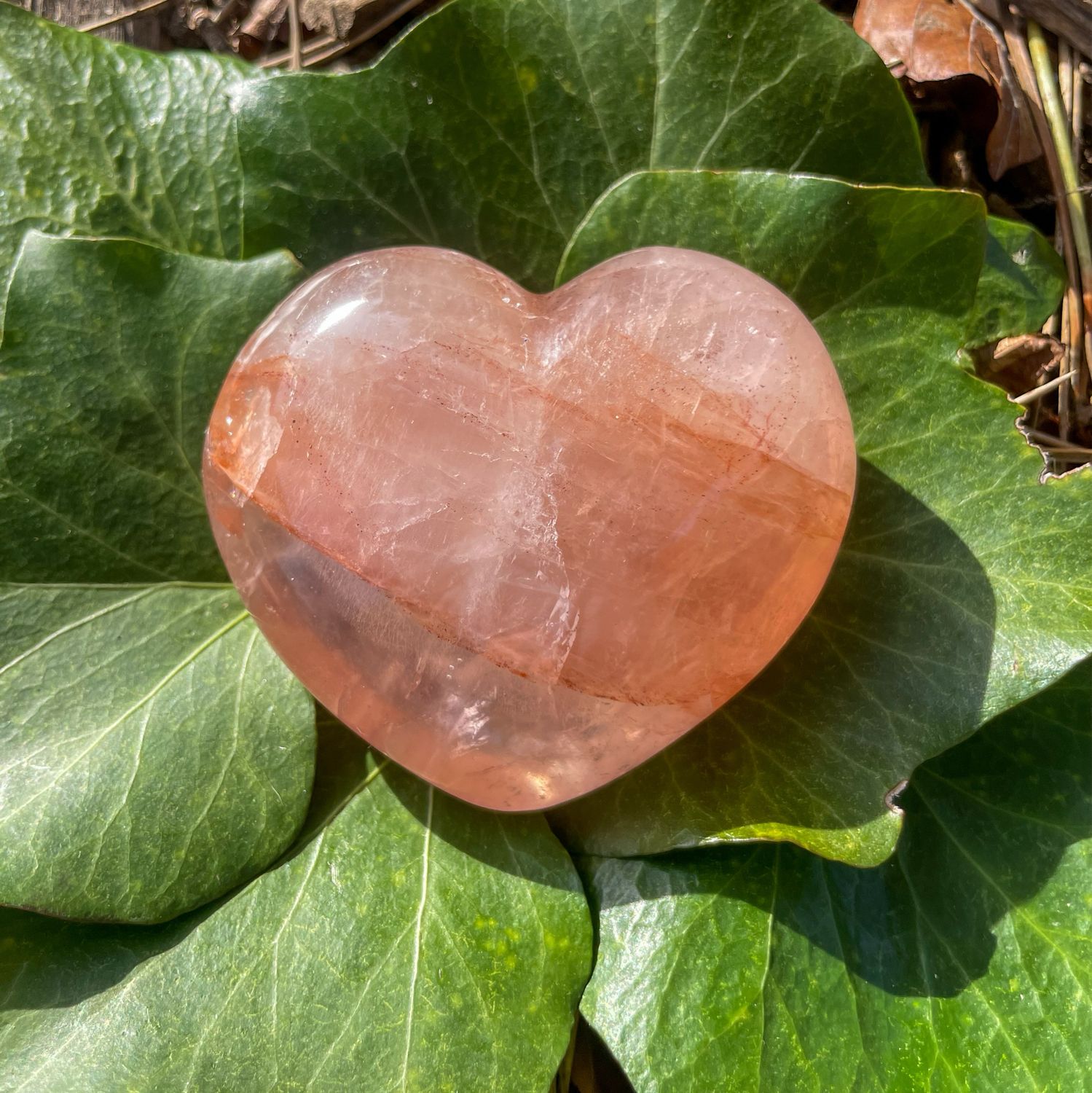 Cœur en Quartz hématoïde rouge