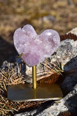 Coeur en Améthyste rose