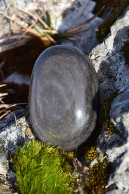 Galet en Obsidienne argentée