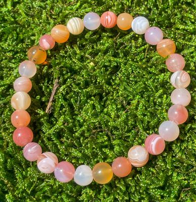 Bracelet en Agate Abricot 6 mm