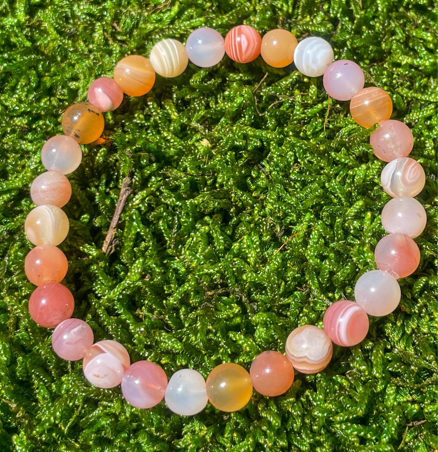 Bracelet en Agate Abricot 6 mm