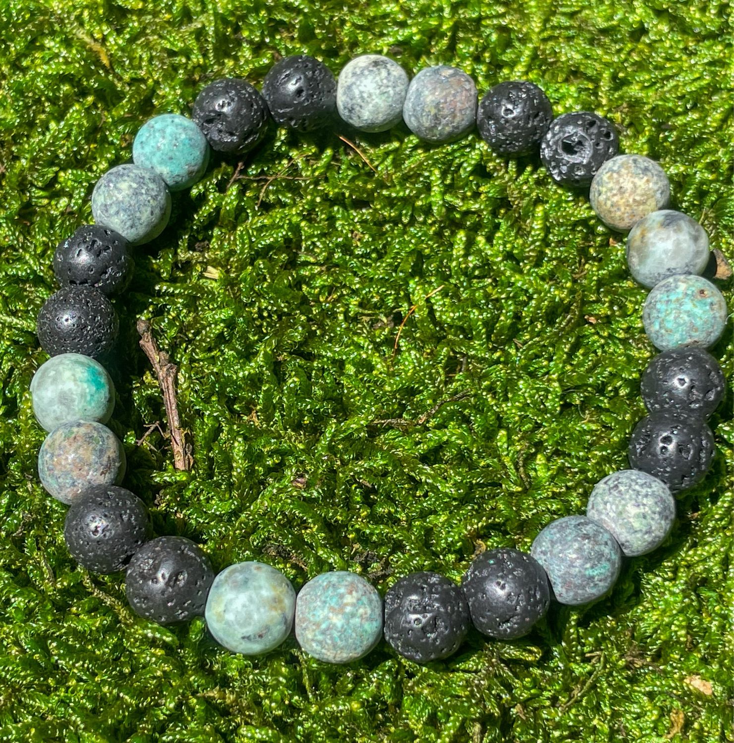 Bracelet en Lave et Turquoise 8 mm (homme)