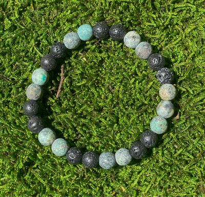 Bracelet en Lave et Turquoise 8 mm (homme) Bracelet en Lave et Turquoise 8 mm (homme)