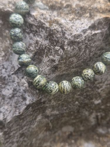 Bracelet en Chrysotile / Serpentine oeil d'argent 6 mm