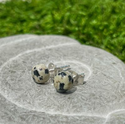 Clous d&#39;oreilles en Jaspe Dalmatien