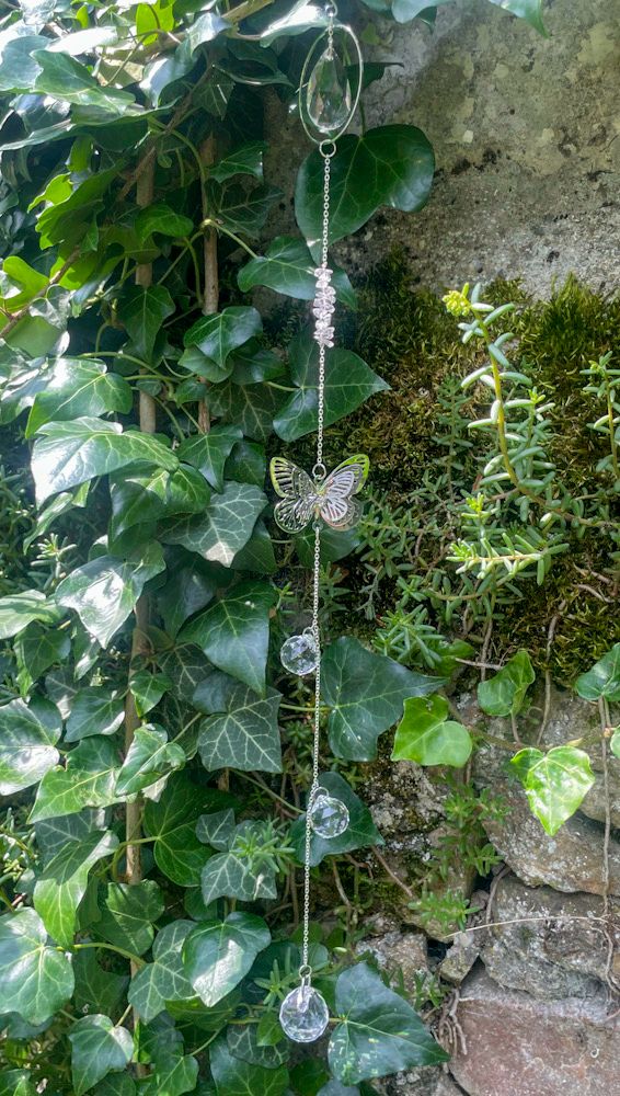 Sun Catcher Papillon &amp; Cristal de Roche