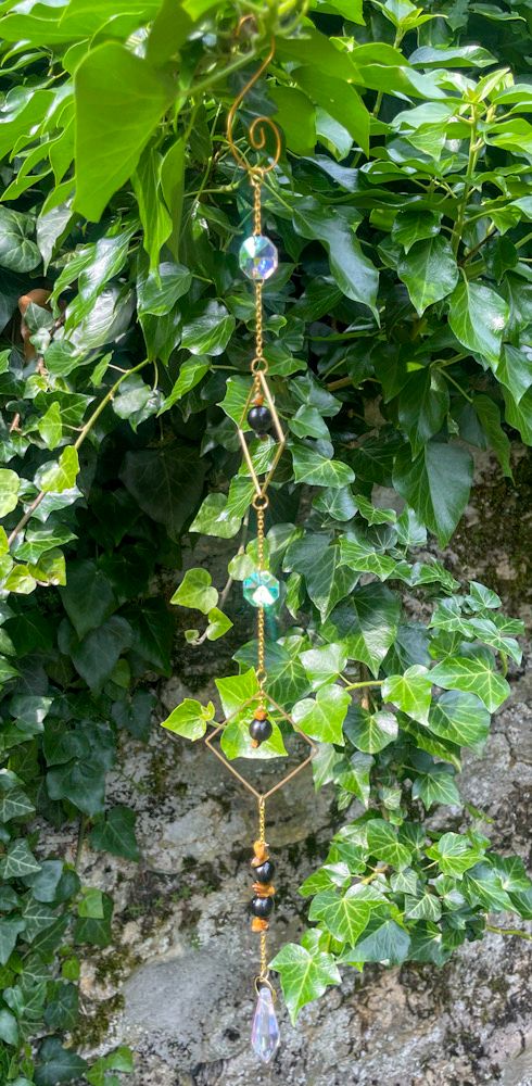 Sun Catcher Doré en Shungite &amp; Œil de Tigre